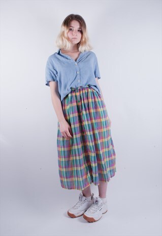 VINTAGE 90'S GRUNGE BUTTON DOWN MIDI SKIRT