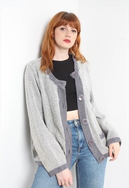 Vintage 80's Baggy Fit Slouchy Cardigan - Grey