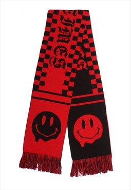 Cotton Jacquard Knit Smiley Rave Scarf