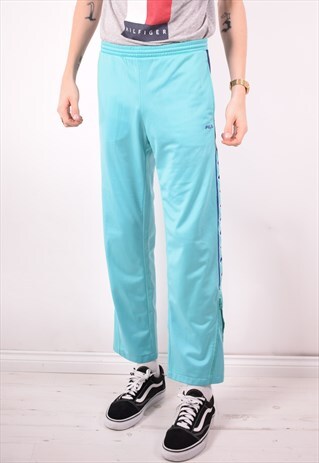 FILA MENS VINTAGE TRACKSUIT TROUSERS W28 L28 BLUE 90S