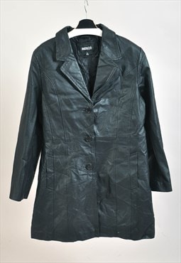 Vintage 00s real leather coat in black