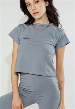 Relaxed Fit Baby Tee Steel Blue