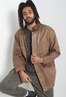 Vintage 1980's Mens Leather Jacket - Brown