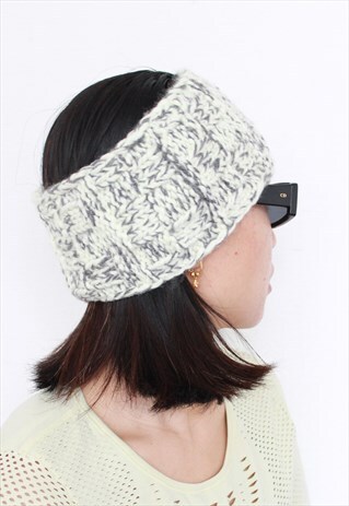 LEMON GREY HAND KNITTED WOOL EAR WARMERS HEADBAND