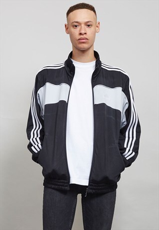 VINTAGE BLACK AND GREY 90S ADIDAS TRACKSUIT JACKET