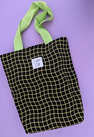 NEON GREEN WAVY LINES TOTE BAG