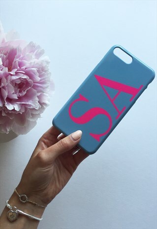 GREY & NEON PINK PERSONALISED IPHONE & SAMSUNG CASE
