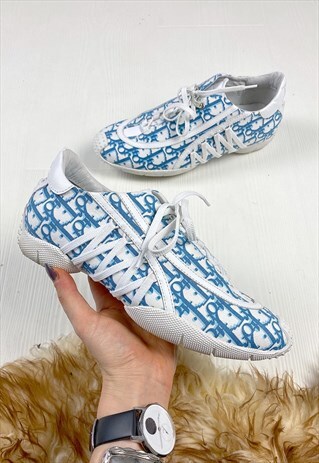 VINTAGE DIOR BLUE MONOGRAM TROTTER TRAINERS / SHOES Y2K RARE