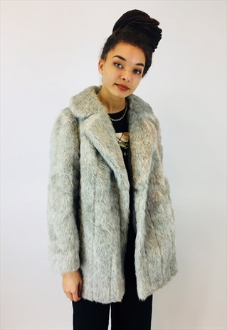 VINTAGE 80S FAUX FUR COAT