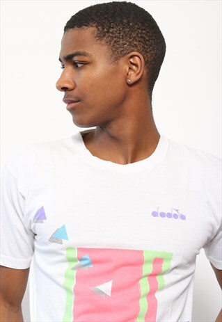 VINTAGE DIADORA GRAPHIC PRINT TEE WHITE