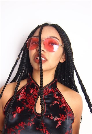 PINK LENS AVIATOR SUNGLASSES