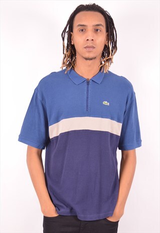 LACOSTE MENS VINTAGE POLO SHIRT LARGE BLUE 90S