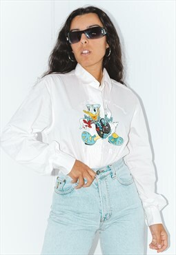Vintage Luxury Disney Cartoon Donald Embroidered Shirt