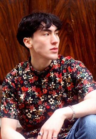 HAWAII FLORAL PRINT SHORT SLEEVE COTTON SHIRT