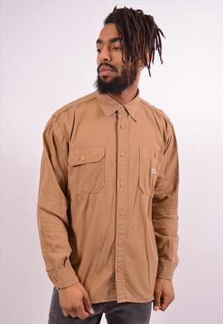 LEE MENS VINTAGE SHIRT LARGE KHAKI 90S