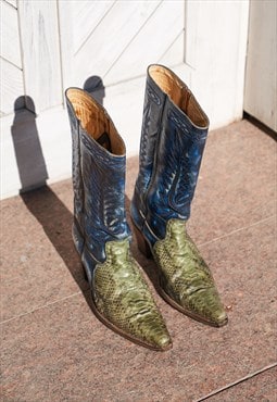 Vintage Y2K Sendra Azul Piton Butterfly Leather Cowboy Boots