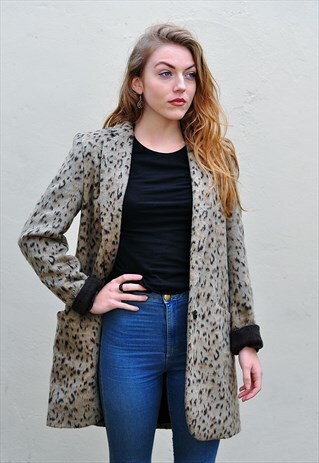 VINTAGE LEOPARD PRINT DRAPE JACKET