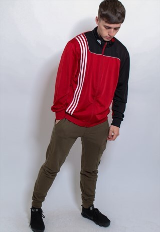 VINTAGE ADIDAS LOGO JACKET IN RED LARGE