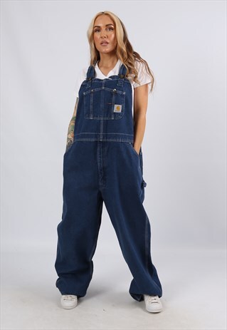 VINTAGE USA CARHARTT DENIM DUNGAREES PLUS SIZE 18 20 (4DU)