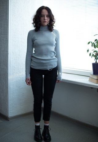VINTAGE 90'S GREY RIBBED LONG SLEEVED TOP