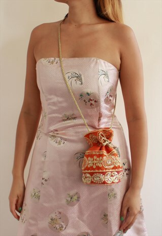 ORANGE GOLD EMBROIDERY PARTY UMBRELLA BAG