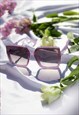 Lilac Front Lens Chunky Square Angled Sunglasses