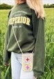 CREAM HANDMADE CROCHET PHONE BAG WITH CROSS BODY STRAP