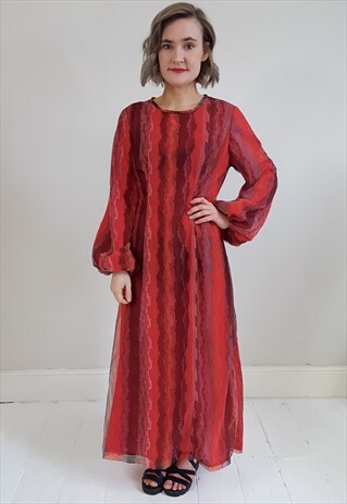 VINTAGE 60'S 70'S BURNT ORANGE MAXI DRESS