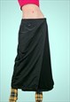 Y2K Cargo Grunge Maxi Skirt Black Wrap Gorpcore Techwear