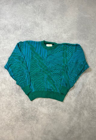 VINTAGE ABSTRACT KNITTED JUMPER FUNKY PATTERNED SWEATER