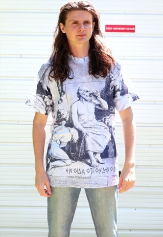 1990'S VINTAGE OVERSIZED SOCRATES PRINT T-SHIRT