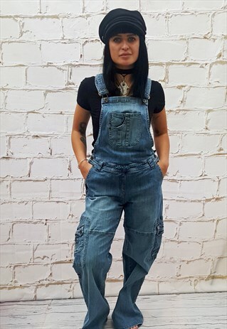 VINTAGE BLUE DENIM LONG DUNGAREES