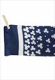 VINTAGE SCARF 60S MOD ABSTRACT FLORAL BLUE & WHITE NECK TIE