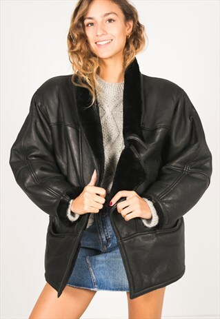 VINTAGE 80S WINTER SHEEPSKIN COAT / R017
