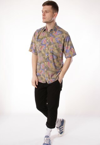 90S VINTAGE RARE CRAZY PATTERNS SHIRT 13224
