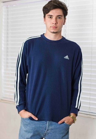 VINTAGE ADIDAS LONG SLEEVE T-SHIRT LOGO 90S L 13.8