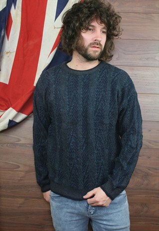VINTAGE ICELANDIC COSBY PATTERNED KNIT JUMPER ,
