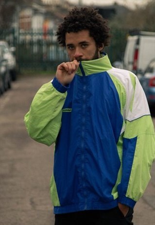 90S DONNAY TRACKSUIT JACKET IN BLUE, WHITE, LIME GREEN