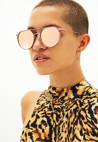 MONTY - ROSE PINK CHUNKY METAL AVIATOR FRAME SUNGLASSES
