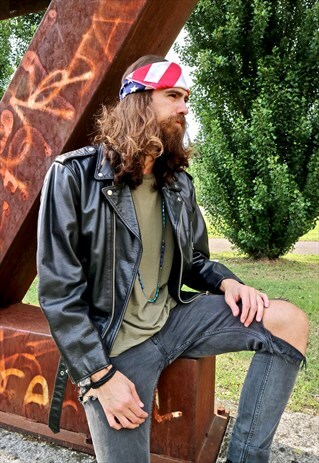 80S VINTAGE BLACK BIKER LEATHER JACKET