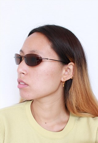 VINTAGE BROWN OVAL Y2K ERA SUNGLASSES