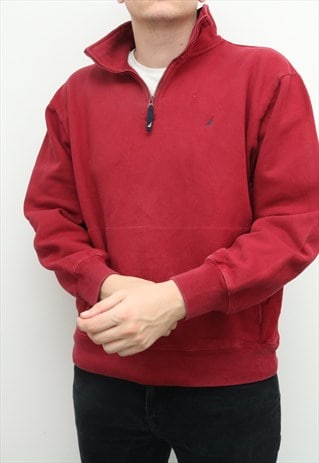 red quarter zip sweatshirt