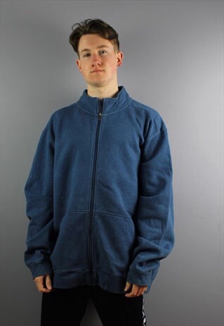 VINTAGE L.L. BEAN 1/4 ZIP SWEATSHIRT IN BLUE. BLANK THICK CO