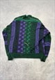 VINTAGE KNITTED JUMPER ABSTRACT PATTERNED CHUNKY SWEATER