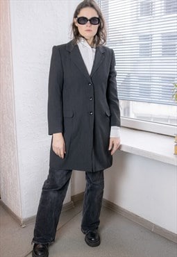 Vintage 80's Black/Grey Long Fit Blazer