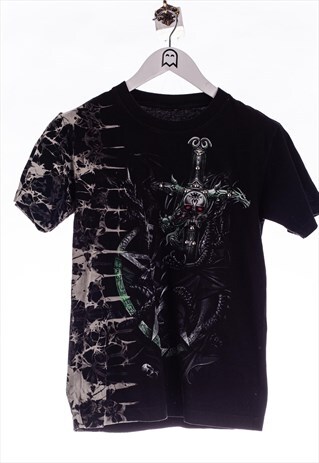 VINTAGE SECOND HAND T-SHIRT ABSTRACT MYTHICAL SWORD PRINT B