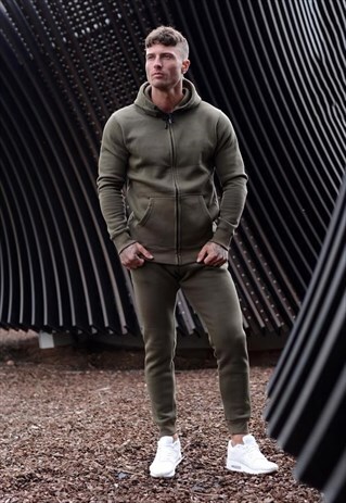 mens swoosh zip up jogger set