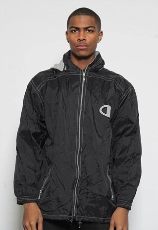VINTAGE CHAMPION LOGO JACKET BLACK