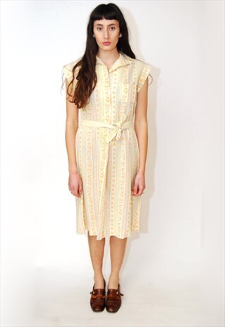 FLORAL SHIFT DRESS (S/M) VINTAGE 60S MOD GOGO SUMMER SPRING