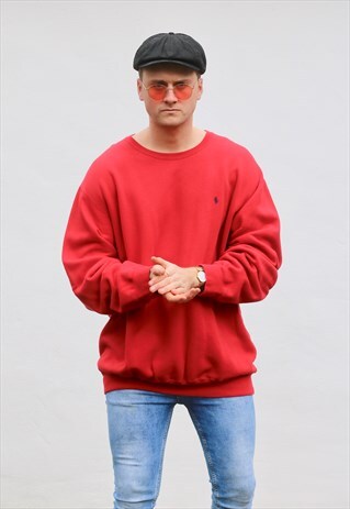RALPH LAUREN USA LUST RED MINIMALIST SWEATSHIRT